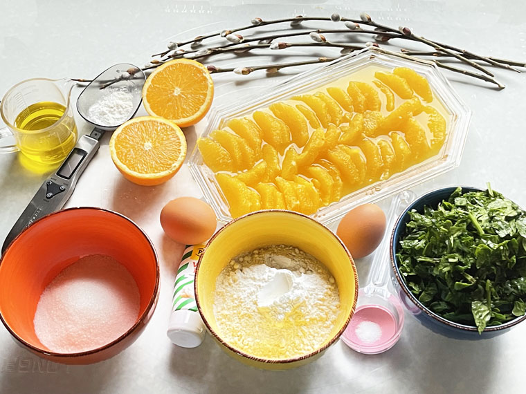 Szpinakowo -serowy tort z pomarańczami