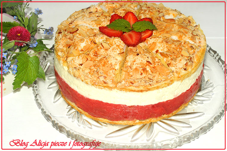 Rabarbarowy - tort - truskawkowy