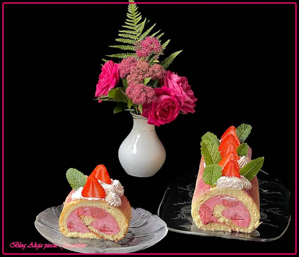 Rolada biszkoptowa z truskawkami