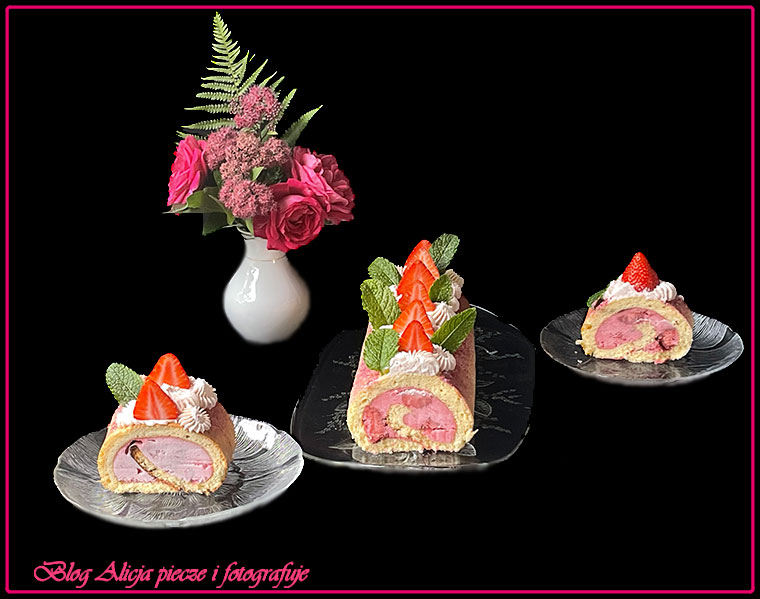 Rolada biszkoptowa z truskawkami