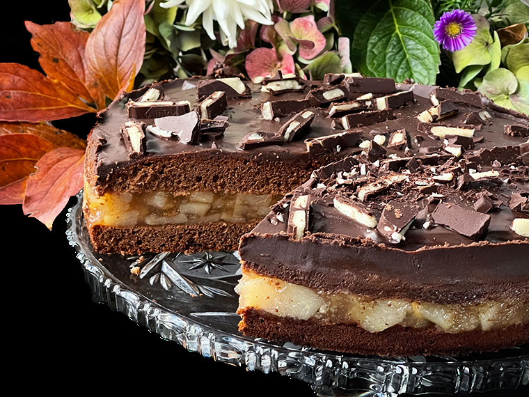 Czekoladowe ciasto z gruszkami