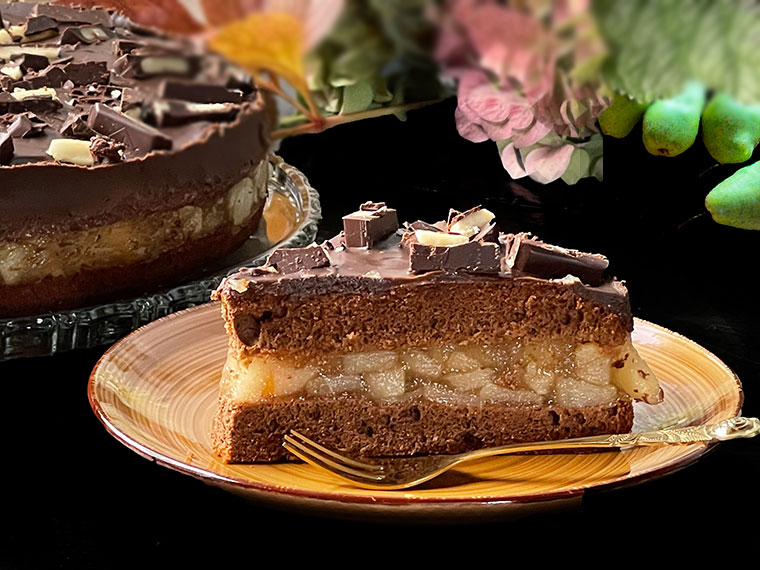 Czekoladowe ciasto z gruszkami