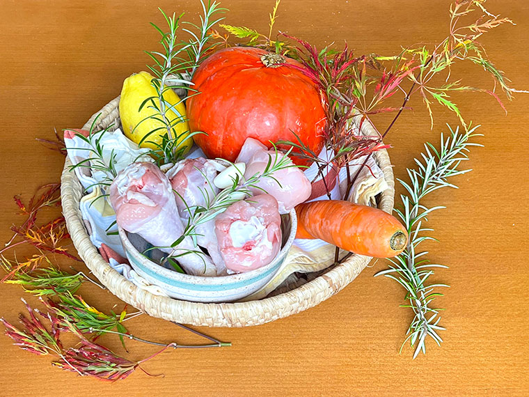 Hokkaido pieczona z udkami kurczaka