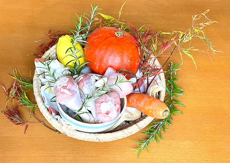 Hokkaido pieczona z udkami kurczaka