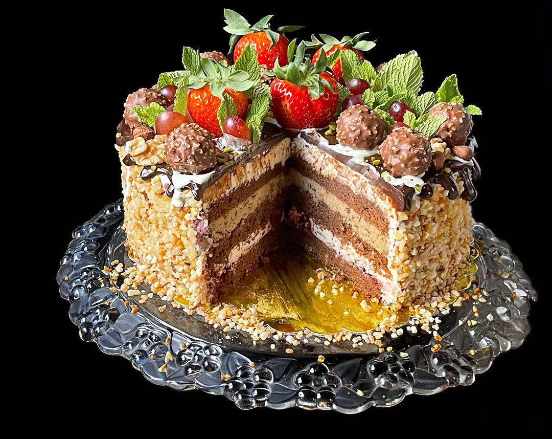 Tort czekoladowo – orzechowy -straciatella